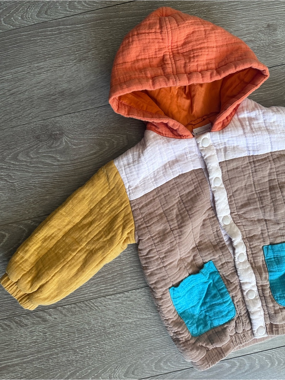 Colorblock Hooded Kids Jacket Multicolor - Picture 2 of 8